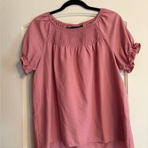 Elegant Pink Smocked Blouse